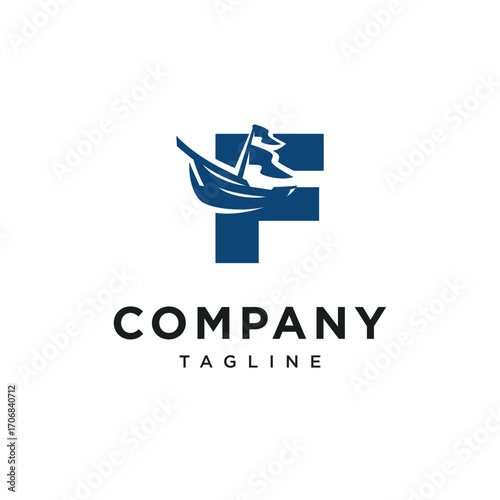 Letter F Sailing Logo Icon Vector