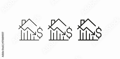 house market decline icon sign vector