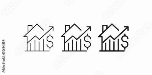 house market rise icon sign vector