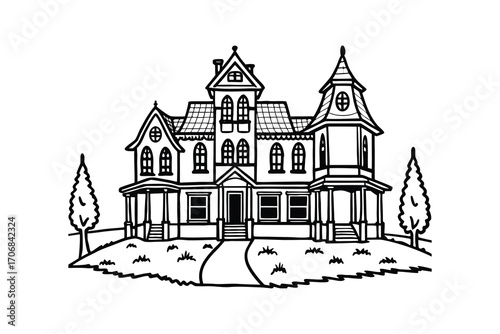 Spooky Mansion Illustration