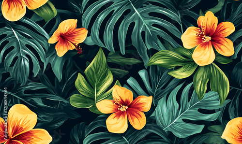 Floral or leaf pattern background suitable for wallpaper, fabric, or decorative design. Soft colors and natural style, ideal for digital and print use.