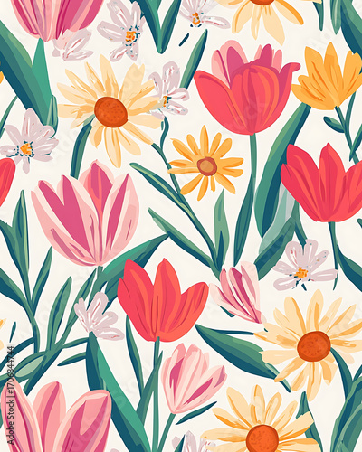 Floral or leaf pattern background suitable for wallpaper, fabric, or decorative design. Soft colors and natural style, ideal for digital and print use.
