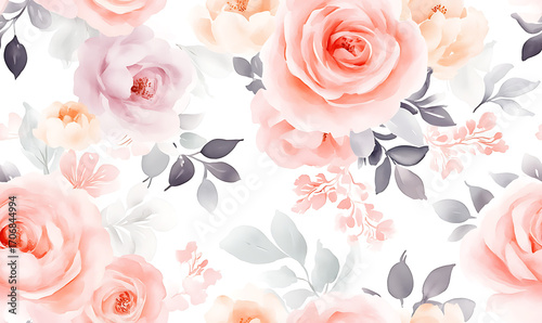 Floral or leaf pattern background suitable for wallpaper, fabric, or decorative design. Soft colors and natural style, ideal for digital and print use.