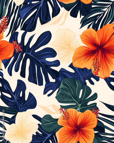 Floral or leaf pattern background suitable for wallpaper, fabric, or decorative design. Soft colors and natural style, ideal for digital and print use.