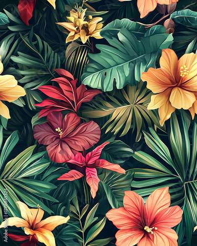 Floral or leaf pattern background suitable for wallpaper, fabric, or decorative design. Soft colors and natural style, ideal for digital and print use.