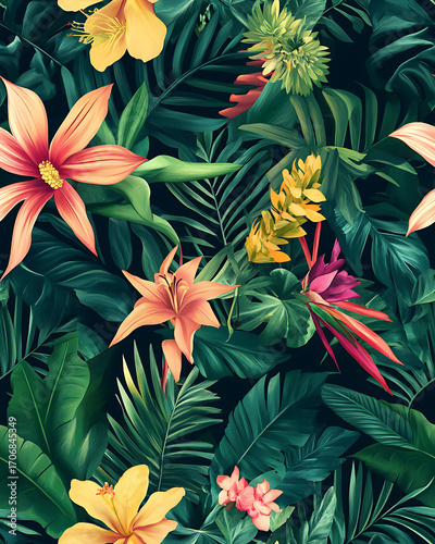 Floral or leaf pattern background suitable for wallpaper, fabric, or decorative design. Soft colors and natural style, ideal for digital and print use.