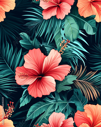 Floral or leaf pattern background suitable for wallpaper, fabric, or decorative design. Soft colors and natural style, ideal for digital and print use.