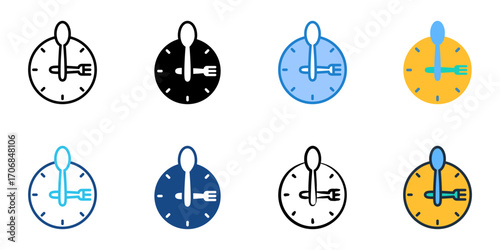 Lunch break icon set multiple style collection 
