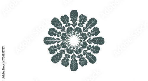 A stylized illustration of kale leaves forming a circular pattern on a white background, celebrating National Kale Day with a modern and artistic approach.
