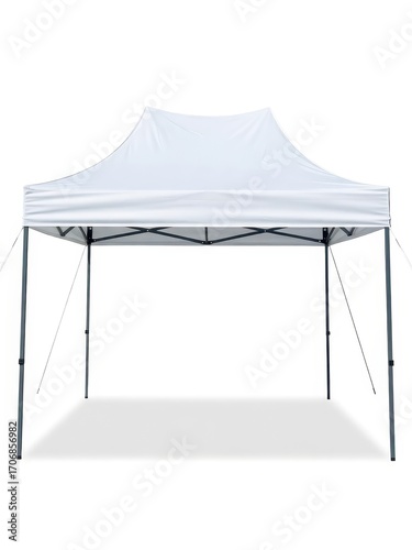 Setting up a white canopy tent for outdoor events backyard product photography daylight front view practical use