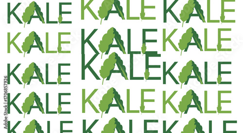 A stylized graphic illustration featuring the word 'KALE' in green text with kale leaf silhouettes on a white background, celebrating National Kale Day.