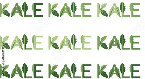A graphic design featuring the word 'KALE' repeated in green letters with a leaf pattern on a white background, celebrating National Kale Day.
