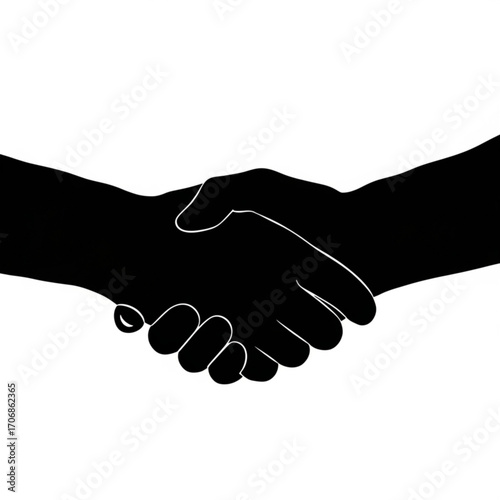 Silhouette of two hands in a handshake gesture against a white background in a vector illustration created with generative ai