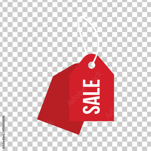 Vector art of red sale tag, ideal for advertising campaigns and promotional materials to attract customers to special offers and discounts