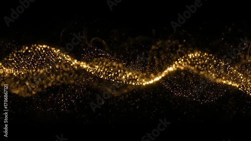 Wallpaper Mural Glowing Golden Particles in Motion Against a Black Background Torontodigital.ca