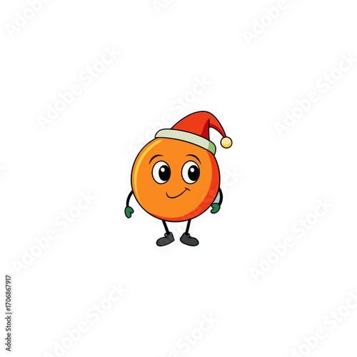 cartoon nectarine on christmas hat art vector 