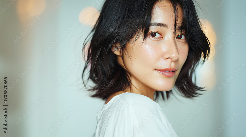 Fototapeta premium 透明感あふれる視線の女性