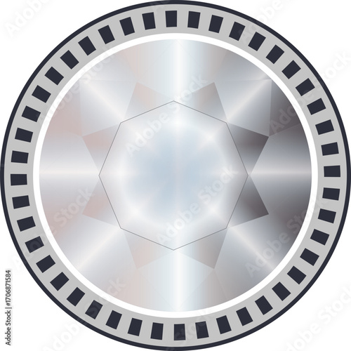 Collection of round diamond shapes and settings isolated on white background