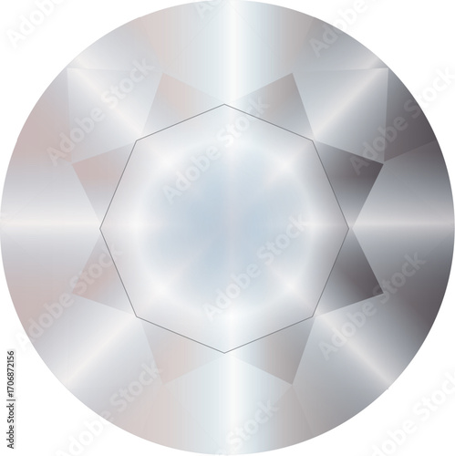 Round diamond gemstone sparkling faceted cut isolated on white background