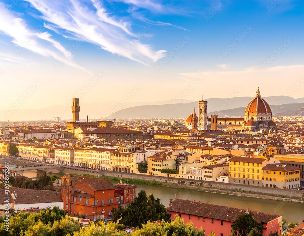 Obraz premium Panoramic view of Florence at sunset