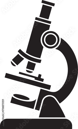Detailed Microscope Silhouette on Transparent Background for Scientific and Educational Designs