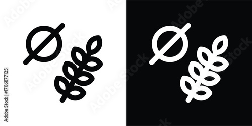 gluten free icon set in outline black and white style vector illustration