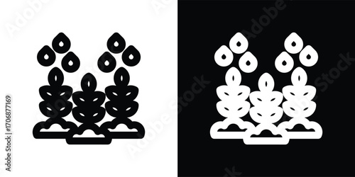 crop irrigation icon set in outline black and white style vector illustration
