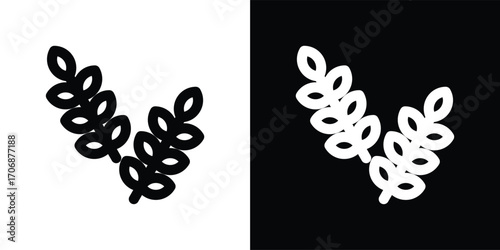 wheat ear icon set in outline black and white style vector illustration