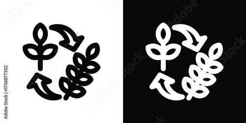 crop rotation icon set in outline black and white style vector illustration