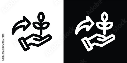 organic farming icon set in outline black and white style vector illustration