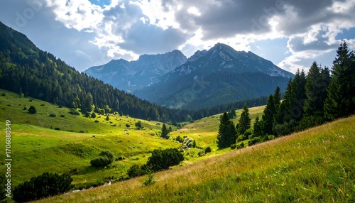 Fototapeta Naklejka Na Ścianę i Meble -  Mountain valley meadow landscape