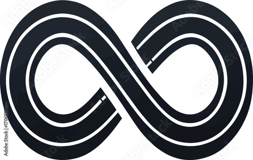 Minimalist black infinity loop design symbolizing eternity, balance, and endless possibilities. Perfect for tattoos, logos, modern art, and inspirational graphic projects.