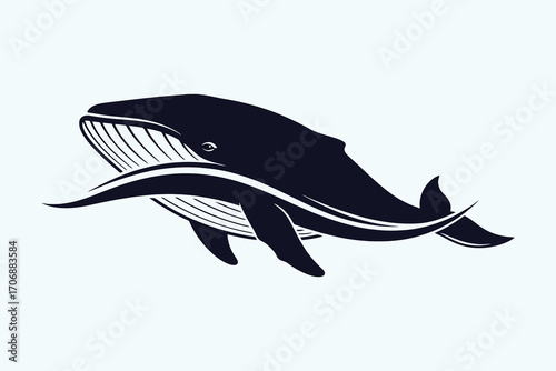 Stylized whale illustration featuring ocean waves perfect for marine wildlife and nature designs