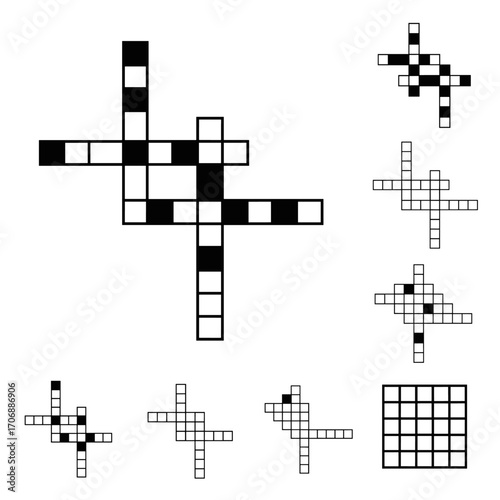 Abstract geometric crossword puzzle designs for recreational activities