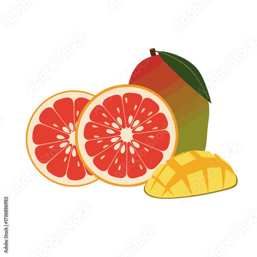 Juicy mango and pink grapefruit exotic fruit blend refreshing tropical flavor