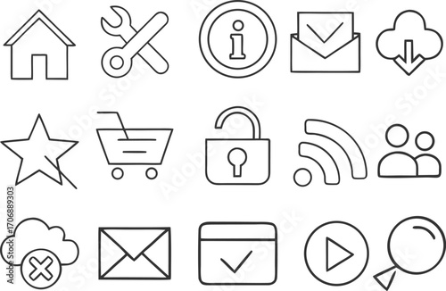 Search set of editable stroke icon set