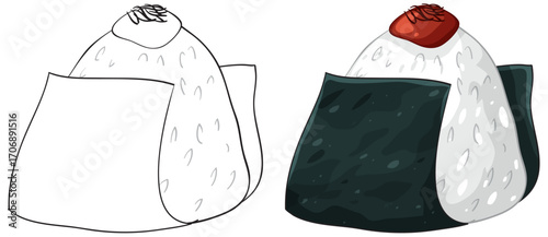 Japanese Onigiri Rice Ball with Seaweed and Umeboshi