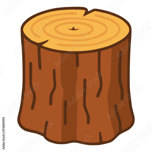 wooden log stump flat color vector illustration template design