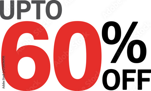 Upto 60% off sale announcement, representing significant discounts and savings
