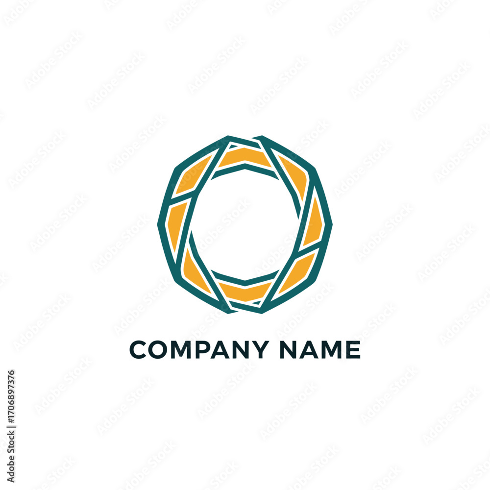 Fototapeta premium Abstract geometric circle logo design with interlocking shapes.