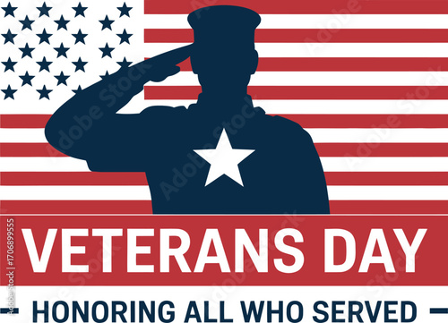 Veterans day honoring all who served patriotic us flag