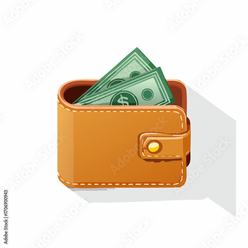 A simple illustration icon of a brown leather wallet with cash, symbolizing wealth and finance AIzaSyClPJ0XRC-nu8GkvNTzMe5e9SBIdu4I2DE