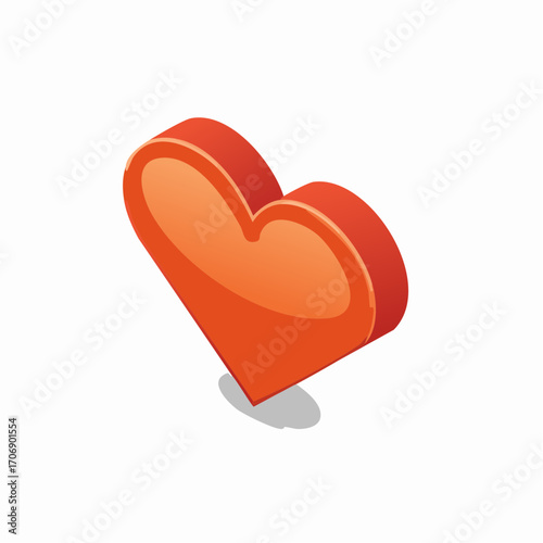 A simple 3D isometric illustration of a red heart icon, a symbol of love and romance AIzaSyClPJ0XRC-nu8GkvNTzMe5e9SBIdu4I2DE