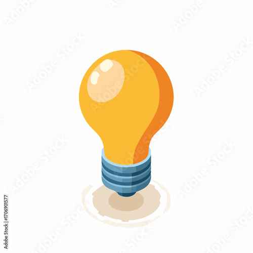 A simple isometric icon of a glowing yellow lightbulb representing a creative idea or innovation, a vector graphic illustration AIzaSyClPJ0XRC-nu8GkvNTzMe5e9SBIdu4I2DE