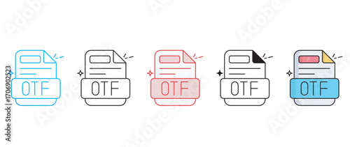 Otf File icon design with white background stock illustration