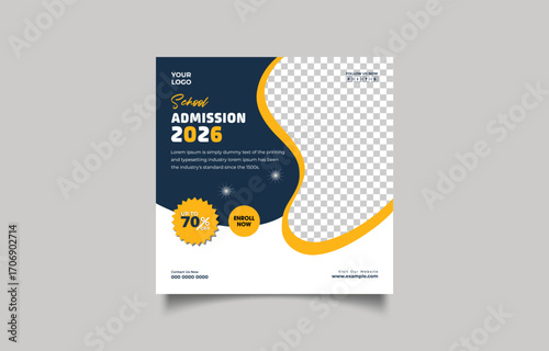 School Admission Open for 2026 Promotion with Discount and Enroll Now Offer Design for Social Media