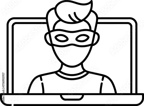 Cyber security hacker laptop icon internet crime online theft