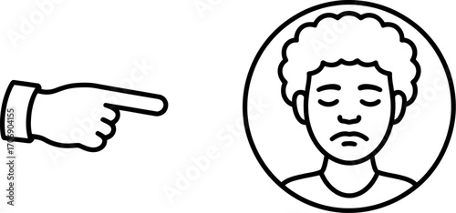 Stop bullying concept pointing fingers at sad person outline