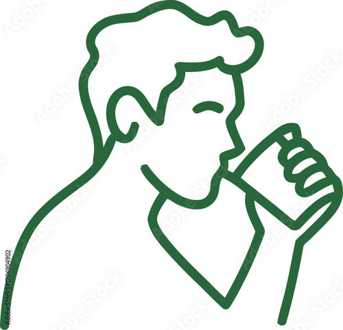 Man drinking water glass hydration health wellness illustration