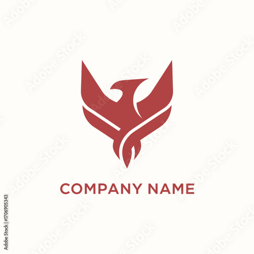 Red Phoenix Bird Logo Design for Company Branding.